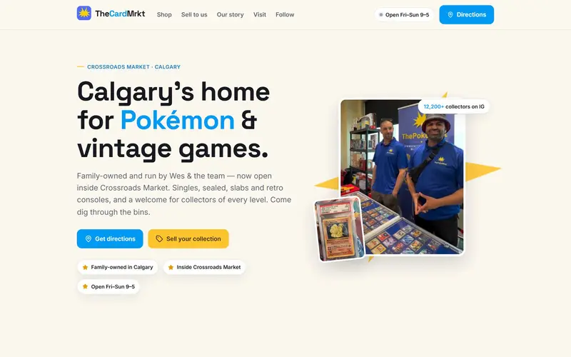 TheCardMrkt website, preview build